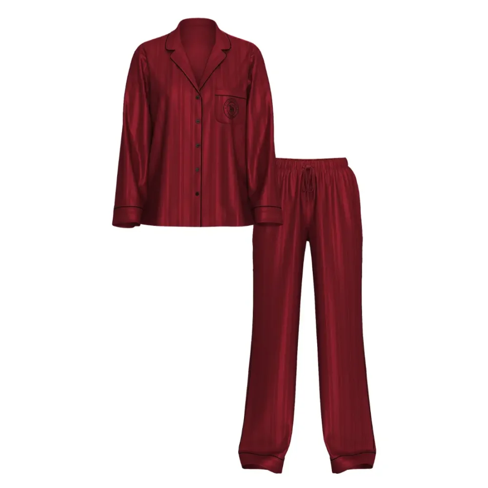 Сатинова піжама Victoria's Secret Sangria Red Stripe штани