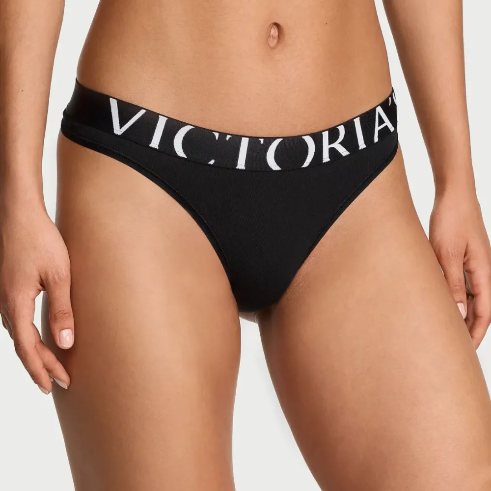 Бавовняні стрінги Victoria's Secret Exploded Logo Black