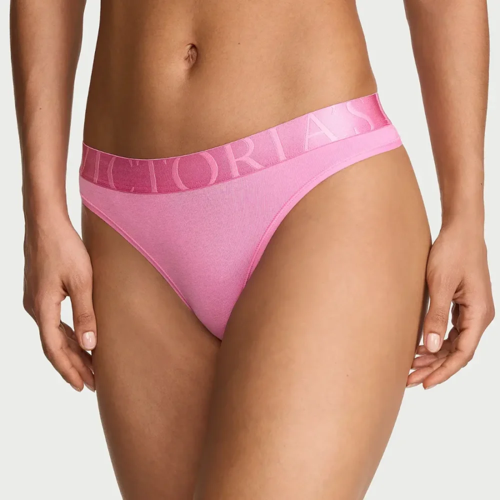 Бавовняні стрінги Victoria's Secret Exploded Logo Pink Sugar