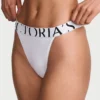 Бавовняні жіночі бріфи Victoria's Secret Exploded Logo White з високим вирізом