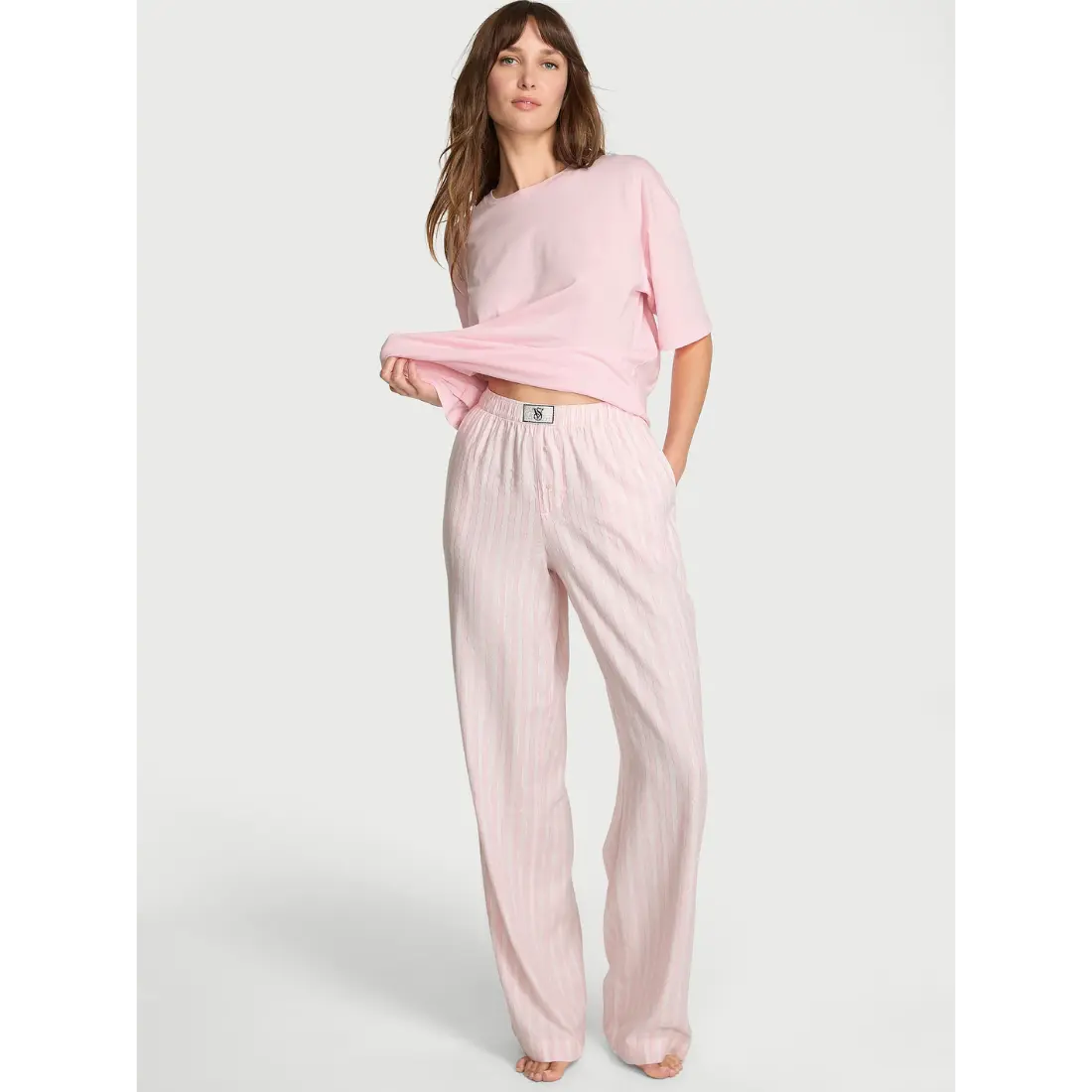 Фланелева піжама Victoria's Secret Lurex Stripe White штани