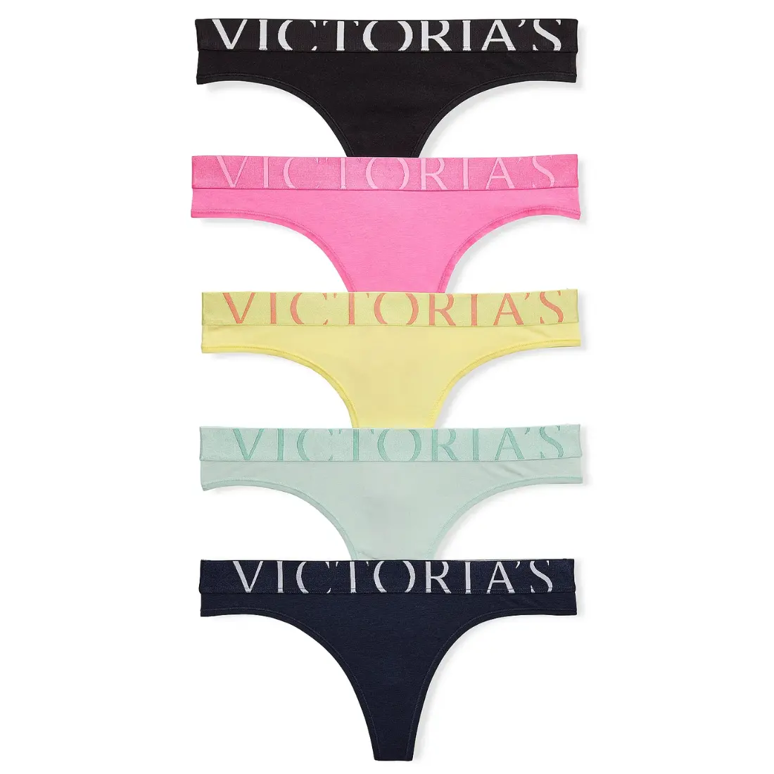 Набір 5 стрінгів Victoria's Secret Exploded Logo Cotton VT1