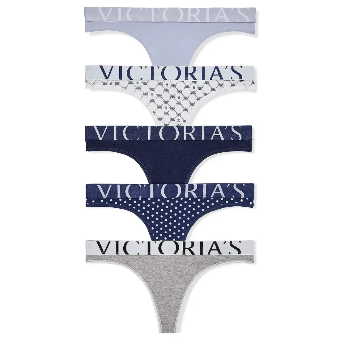 Набір 5 стрінгів Victoria's Secret Exploded Logo Cotton VT2