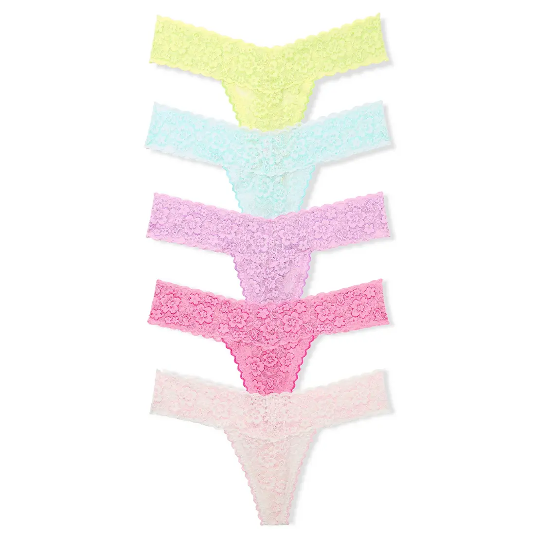 Набір 5 стрінгів Victoria's Secret Lacie Thong весняний сорбет