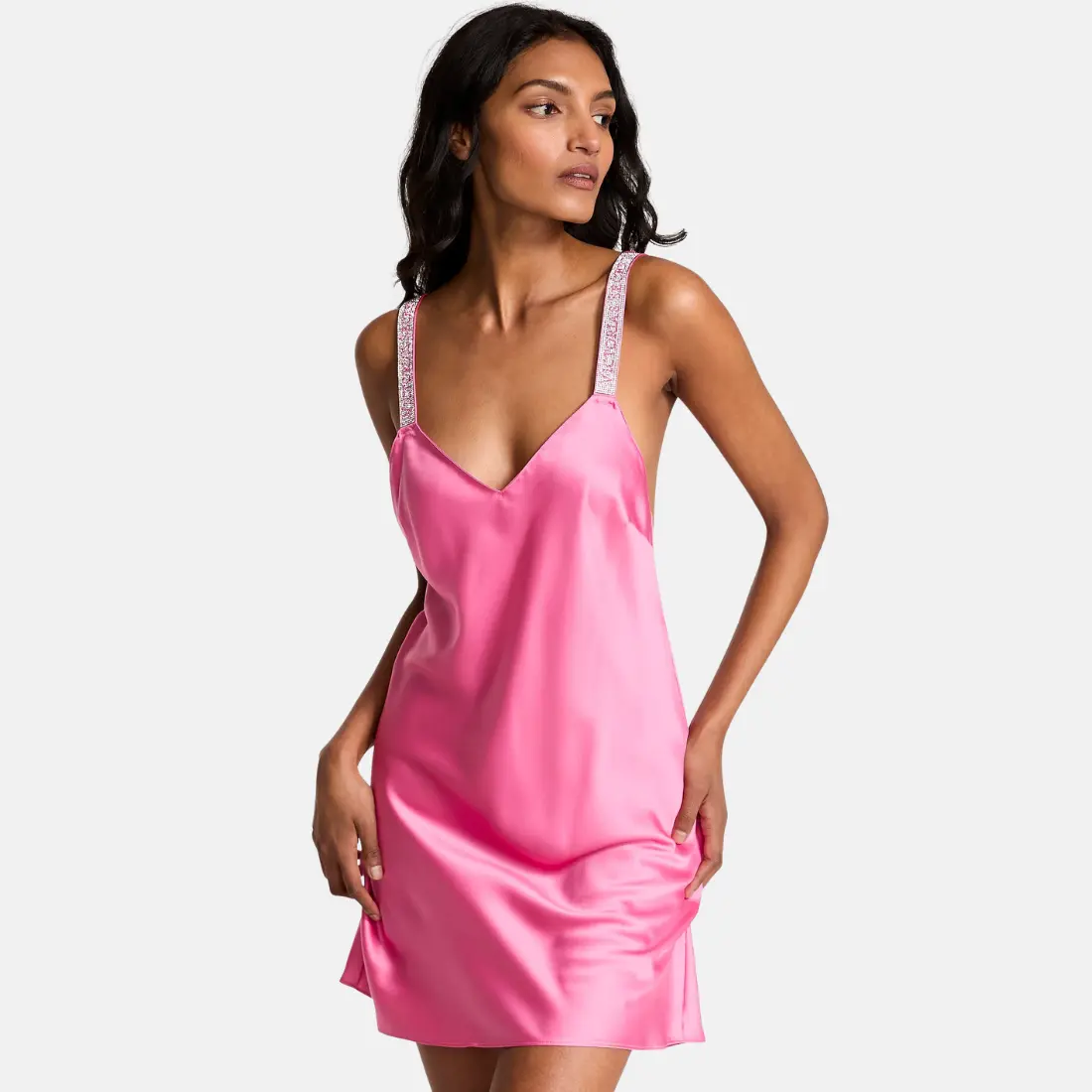 Сатинова сорочка VS Shine Strap Satin Slip Rose Garden