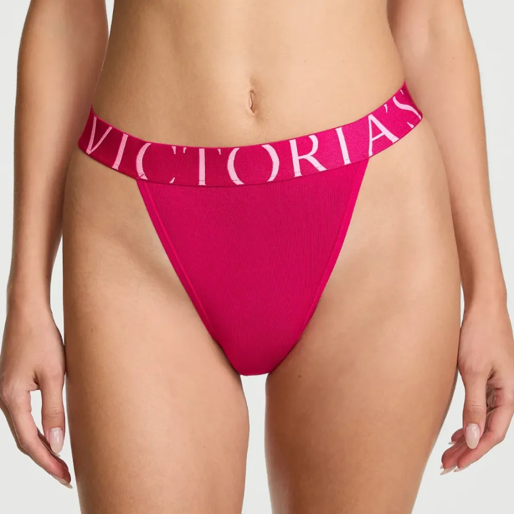 Бавовняні жіночі трусики бріфи Victoria's Secret Cotton Exploded Logo 90s Brief Panty Vibrant Fuchsia