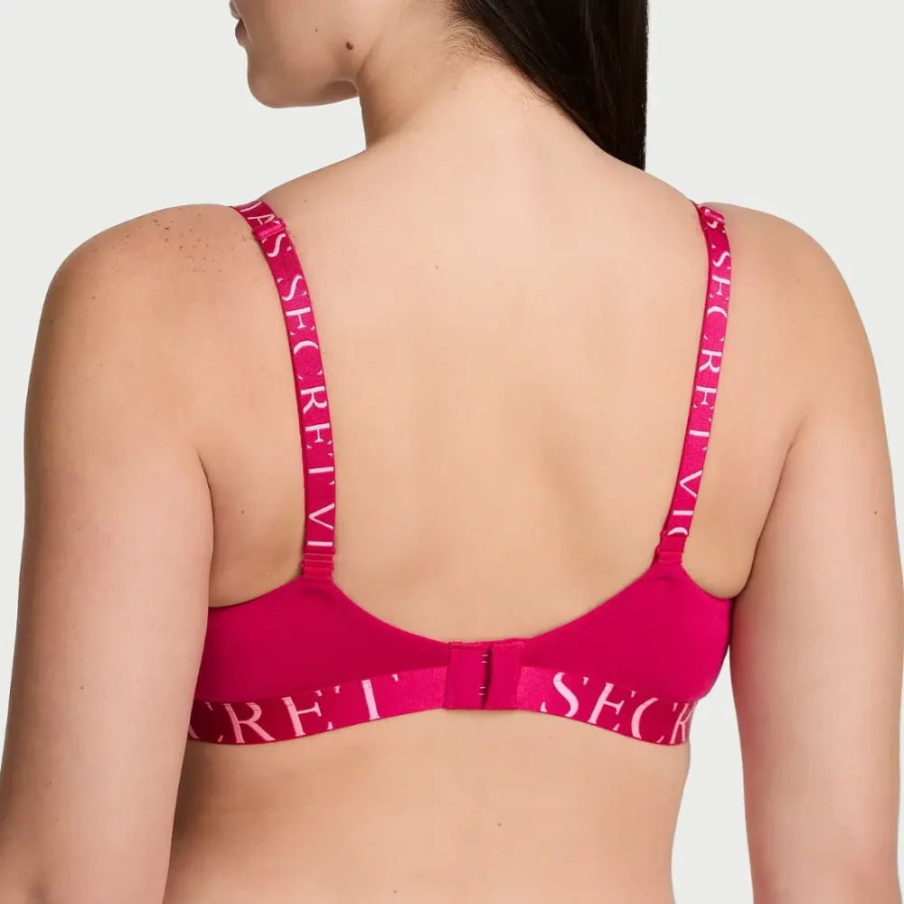 Бавовняний бюстгальтер без кісточок Victoria's Secret Cotton Exploded Logo Lightly Lined Wireless Bra Vibrant Fuchsia