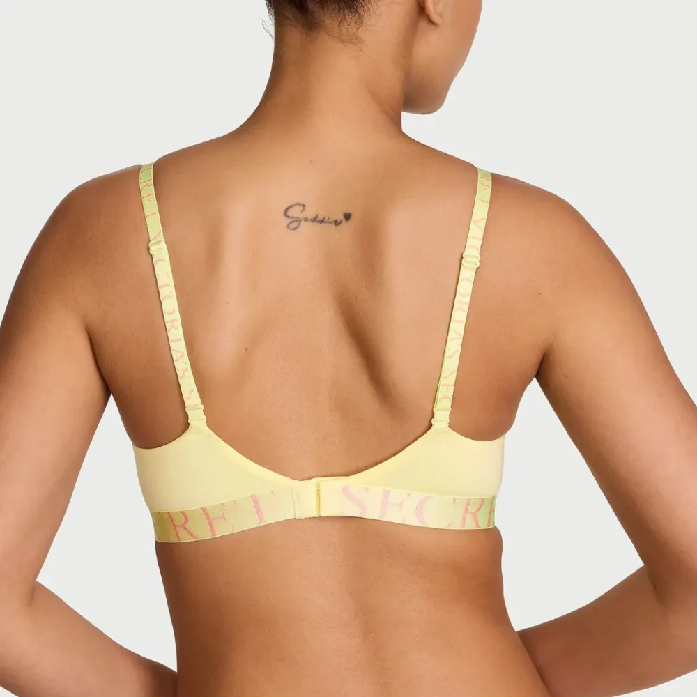 Бавовняний бюстгальтер без кісточок Victoria's Secret Cotton Exploded Logo Lightly Lined Wireless Bra Lemonade лимонний