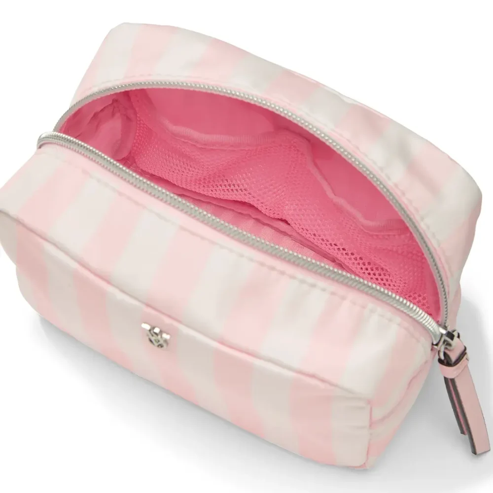 Відкрита рожева косметичка Victoria's Secret Boxy Case з внутрішньою сітчастою кишенею