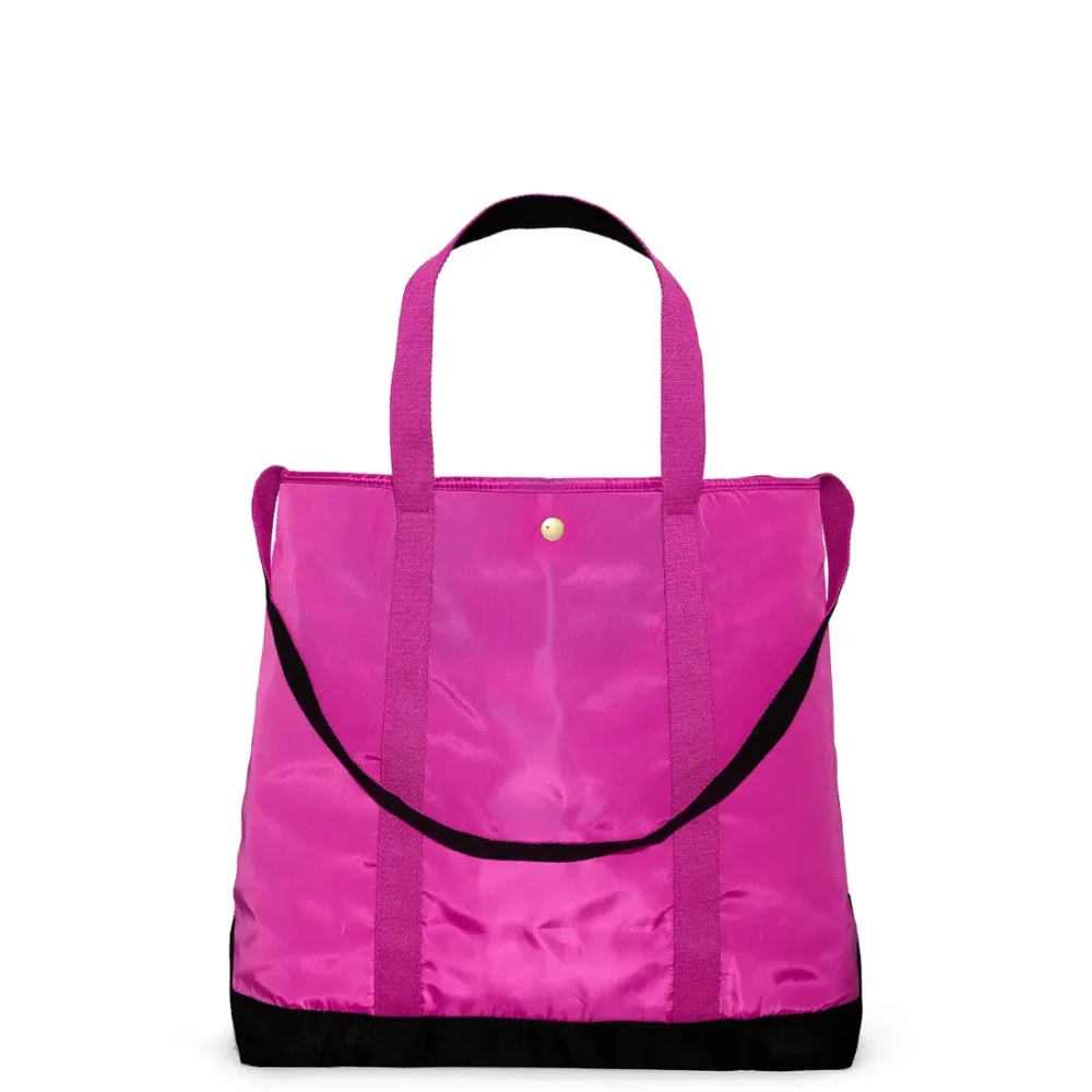 Рожева сумка-тоут Victoria's Secret Carryall Tote Bag Pink and Black вид ззаду