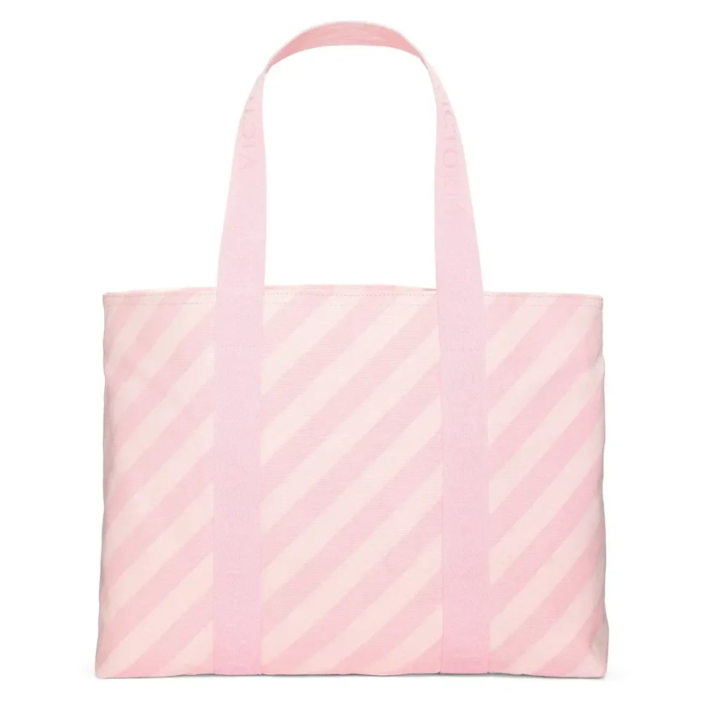 Текстильна сумка-тоут Victoria's Secret Canvas Tote Bag Pink Stripes Рожева в смужку ззаду