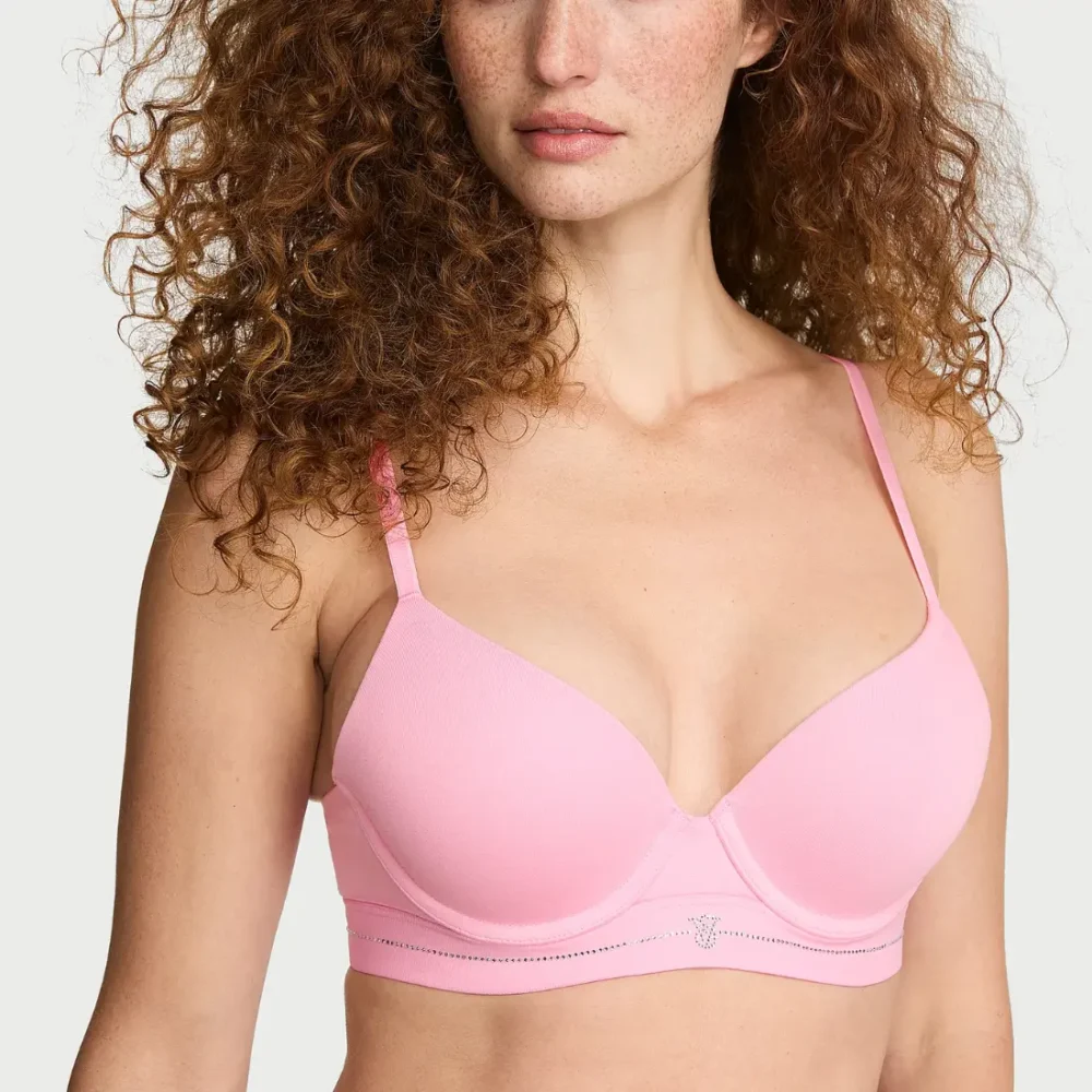Рожевий бюстгальтер пуш-ап з бавовни зі стразами Victoria's Secret Perfect Shape