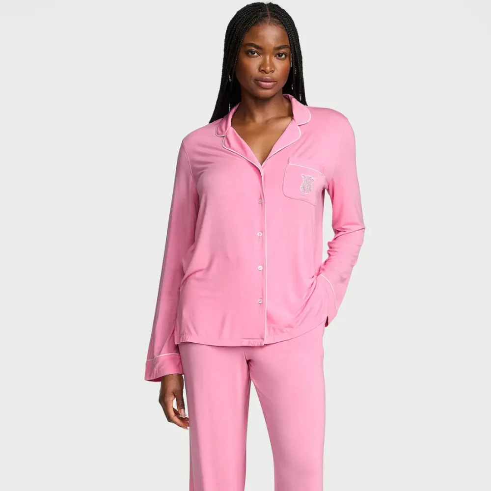 Рожева жіноча піжама з модалу Victoria's Secret SoSoft Modal Long Pajama Set Pink Sugar