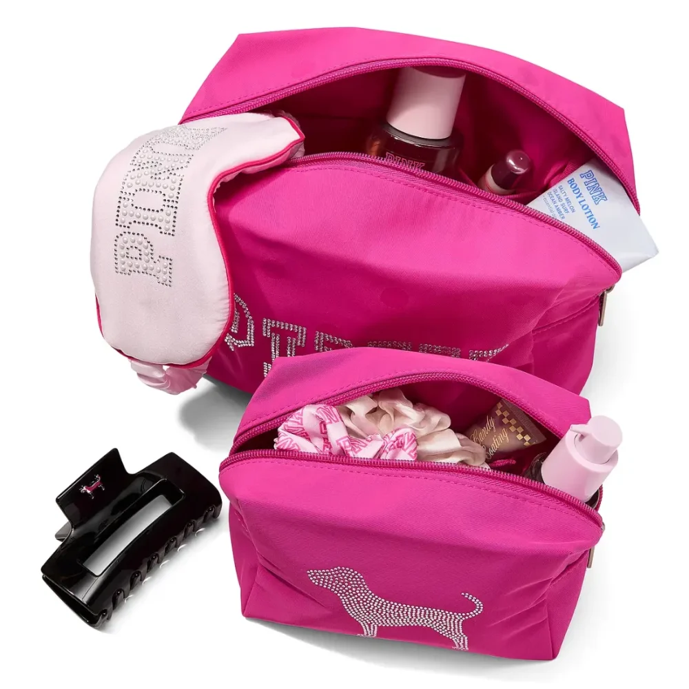 Відкриті косметички Victoria's Secret PINK Top-Zip Makeup Bag Duo з косметикою